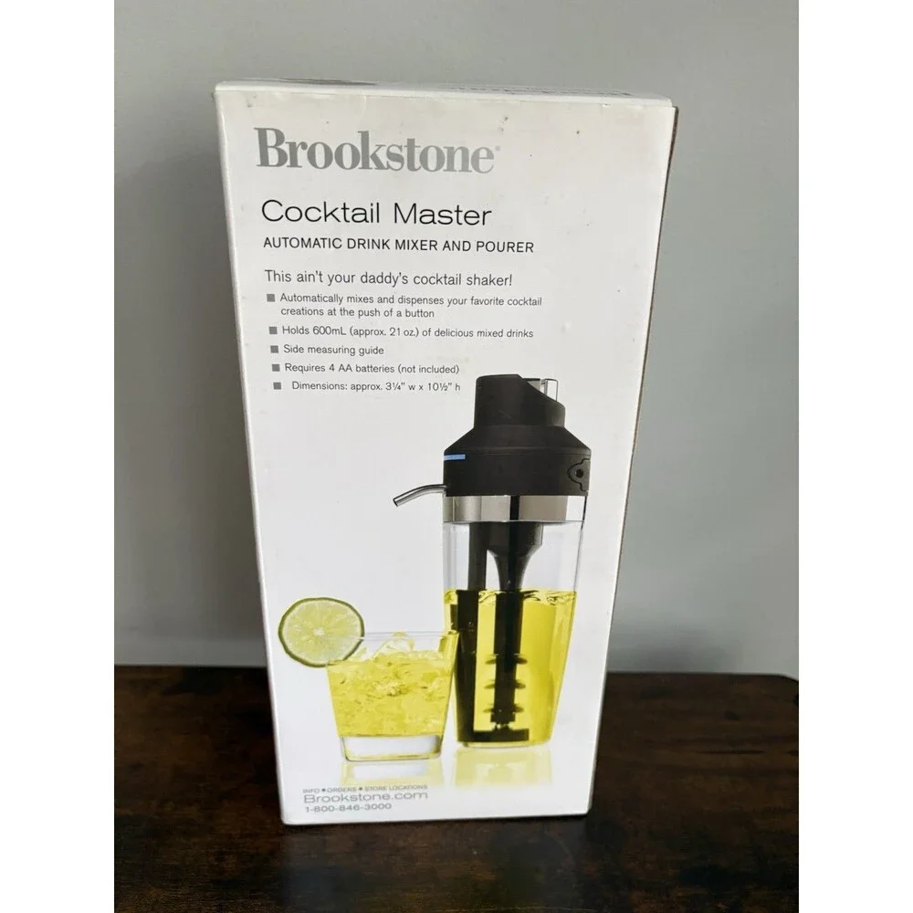 Brookstone Cocktail Master Automatic Drink Mixer and Pourer Holds 21 oz Battery